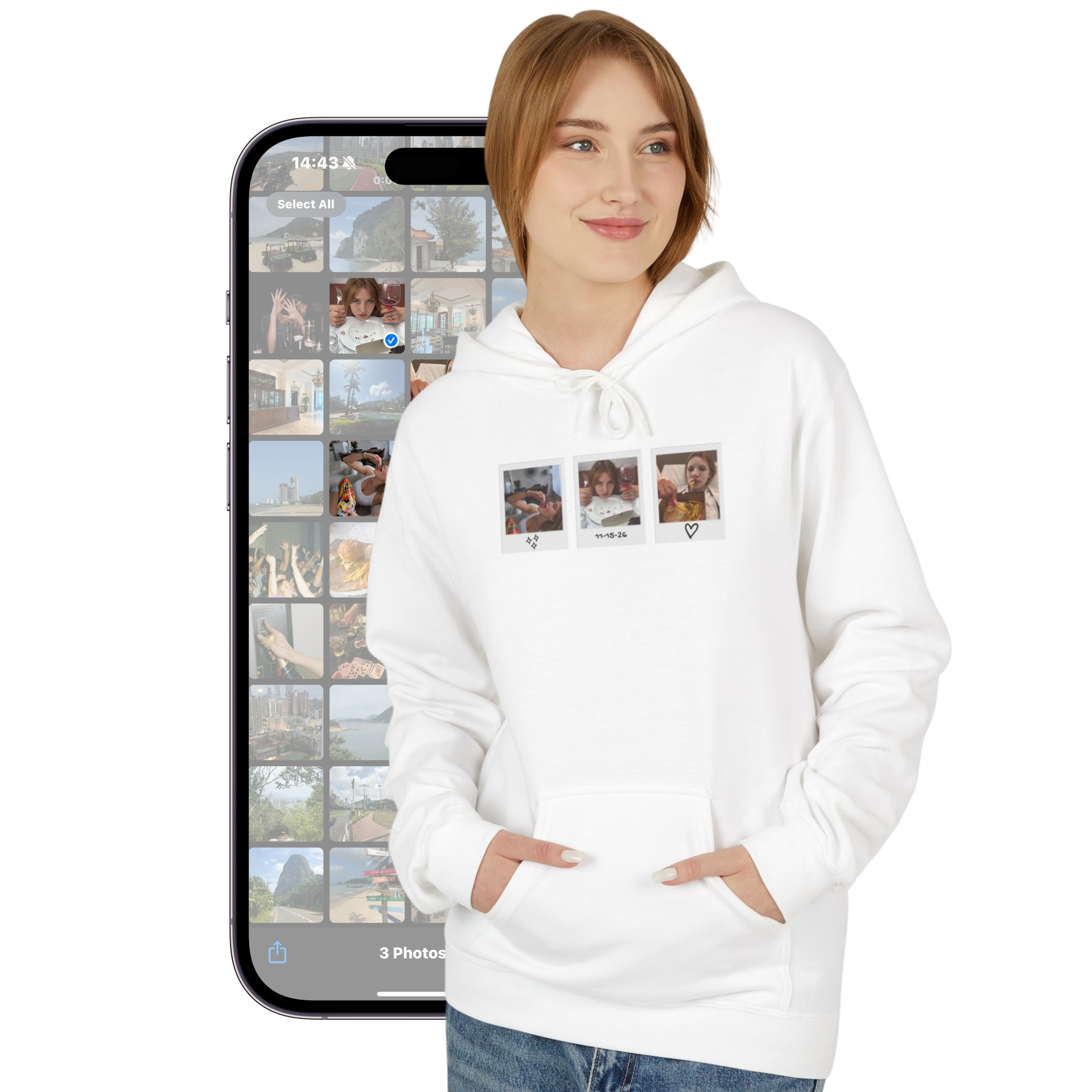 Polaroid Front Hoodie — White